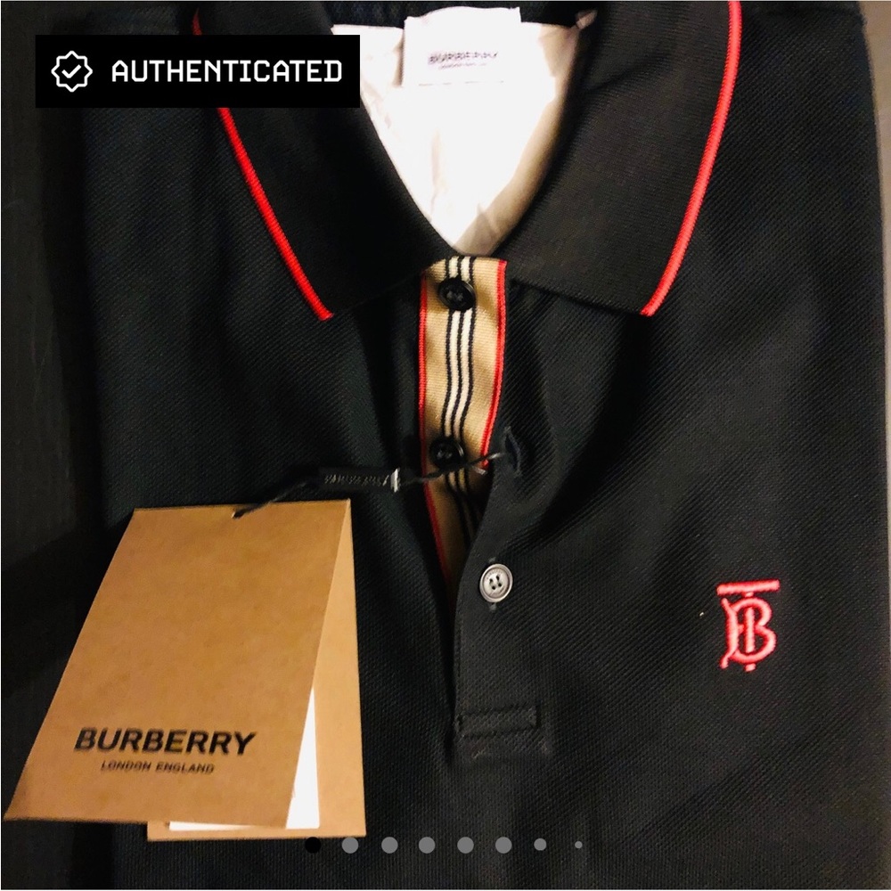 Burberry icon Stripe Placket Cotton Pique Short-sleeve Polo Shirt 🎁💎